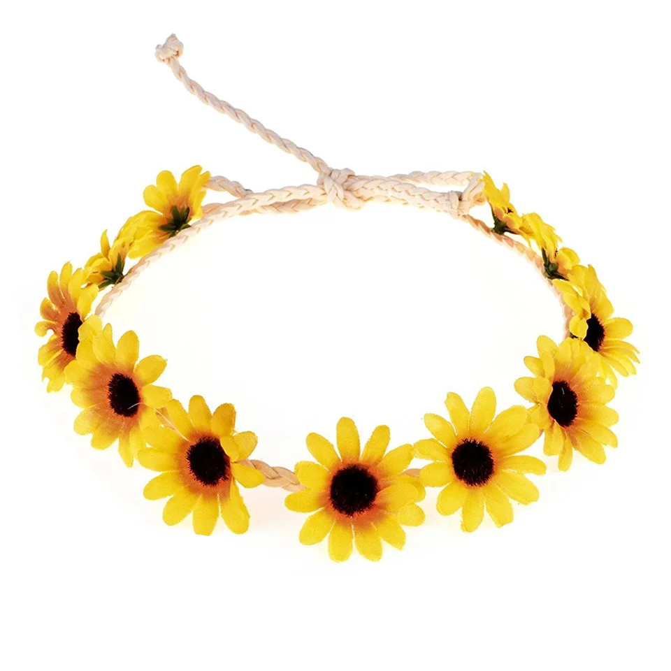 Floreale autunno Boho girasole corona marghera corona di capelli fascia corona nuziale copricapo fiore ragazza copricapo puntelli per il matrimonio