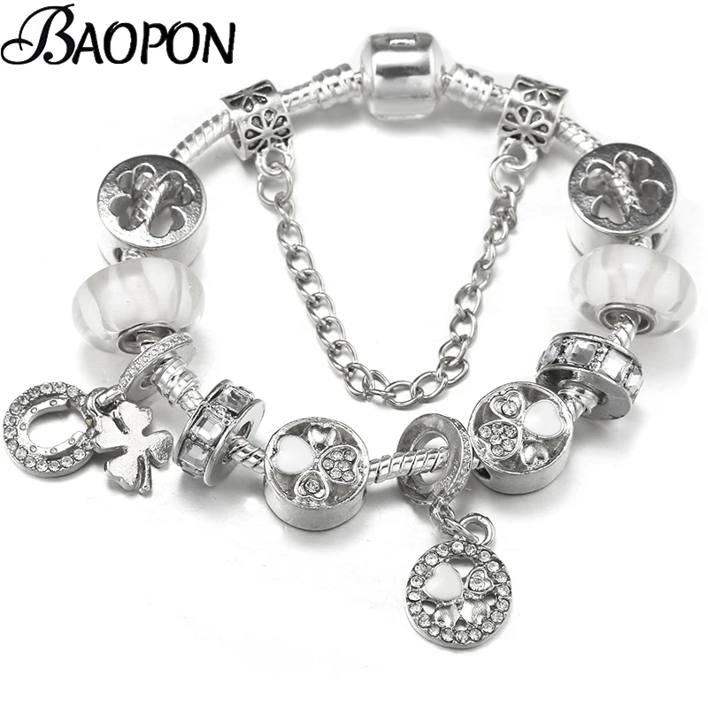 Классические браслеты BAOPON с подвесками из искусственных кристаллов, подходят для самостоятельного изготовления фирменных браслетов для женщин и мужчин, бижутерия Fiend, браслеты, Подарочные ювелирные изделия