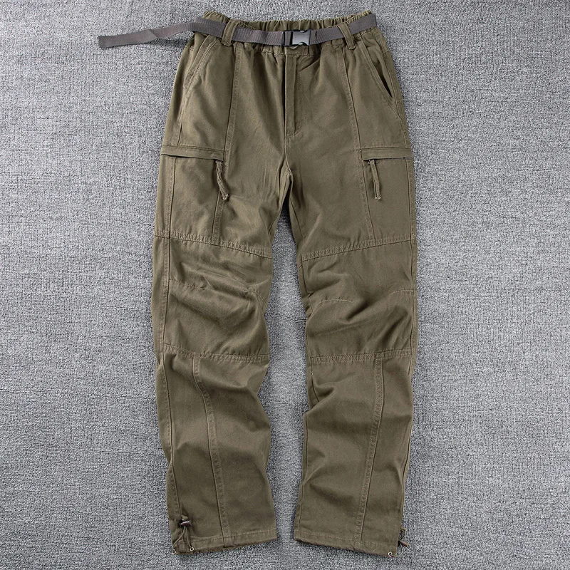 Outdoor logging work pants men trade strong wear-resistant cotton practical multi-pocket leisure straight tube fatten cargo pant best business casual pants Casual Pants