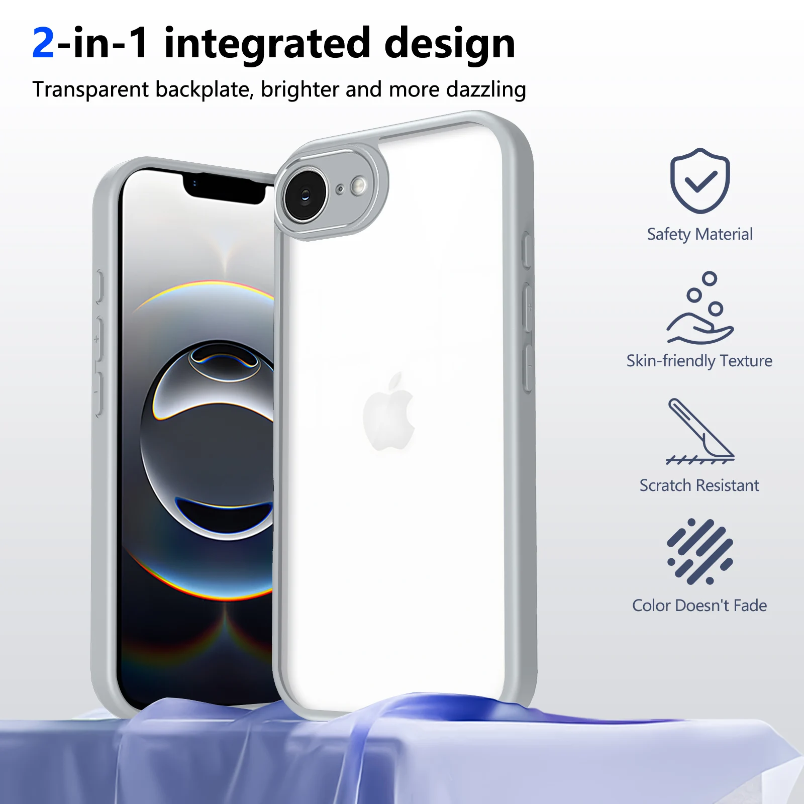 Transparent Shockproof Silicone Bumper Case with Clear Matte Back Cover