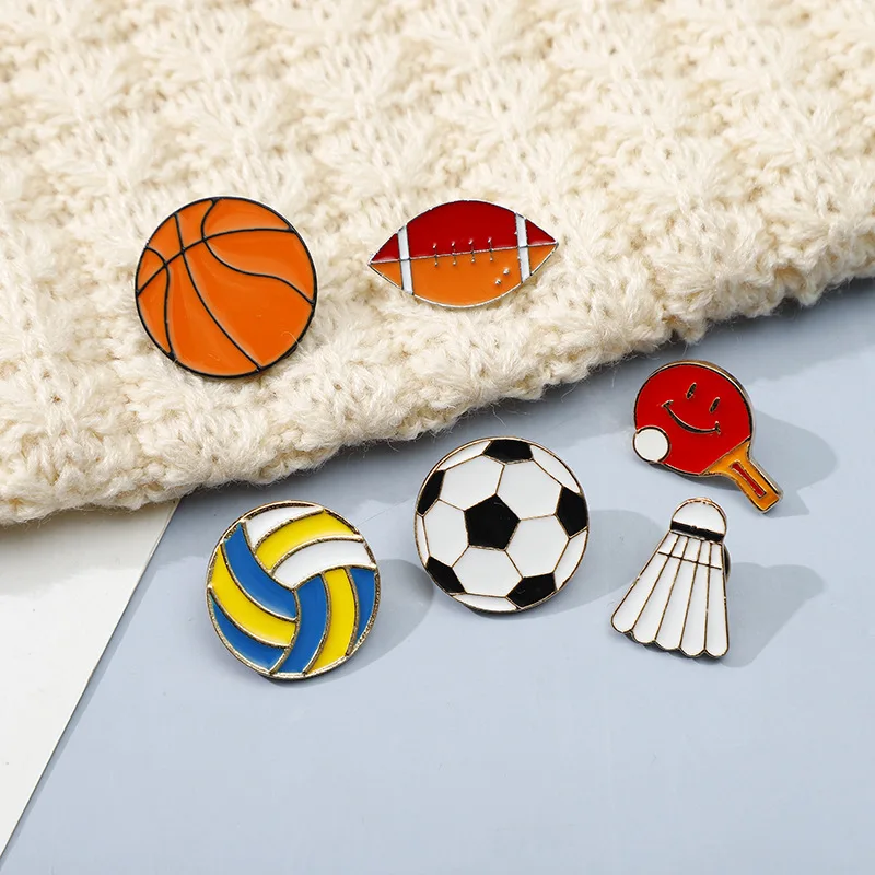 Cartoon Sports Metal Pins Geometric Badge for Backpacks Zinc Alloy Couples Matching Enamel Brooch Gift