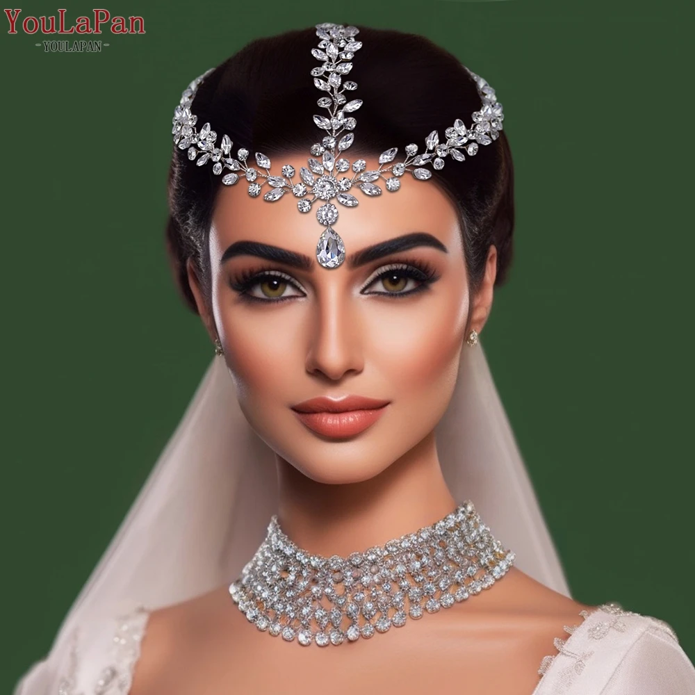 

TOPQUEEN Forehead Headband for Woman Rhinestone Bridal Headpiece Wedding Hair Accessories Ornaments Bride Headdress HP541