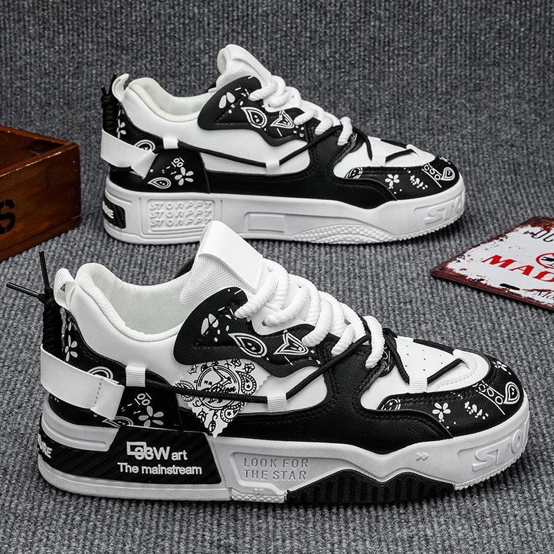 1 Pair of Men's Casual Sneakers, Stylish and Comfortable, Suitable for All Seasons, Geometric Design, Ideal for Outdoor Walking, 4
