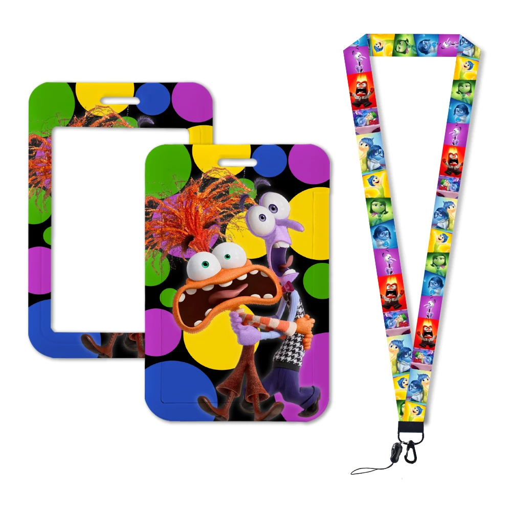 Inside Out 2 Joy Sadness Anger Disgust Lanyards Funny Badge Holder ID Card Hang Rope Lanyard for Accessories Gifts