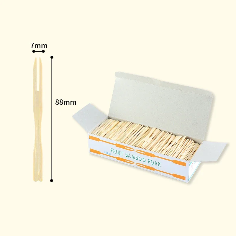 100/200/750pcs Disposable Cake Picks Fruit Fork Fruit Bamboo Stick Fork Mini Cocktail Forks Party Supplies for Appetizer Dessert