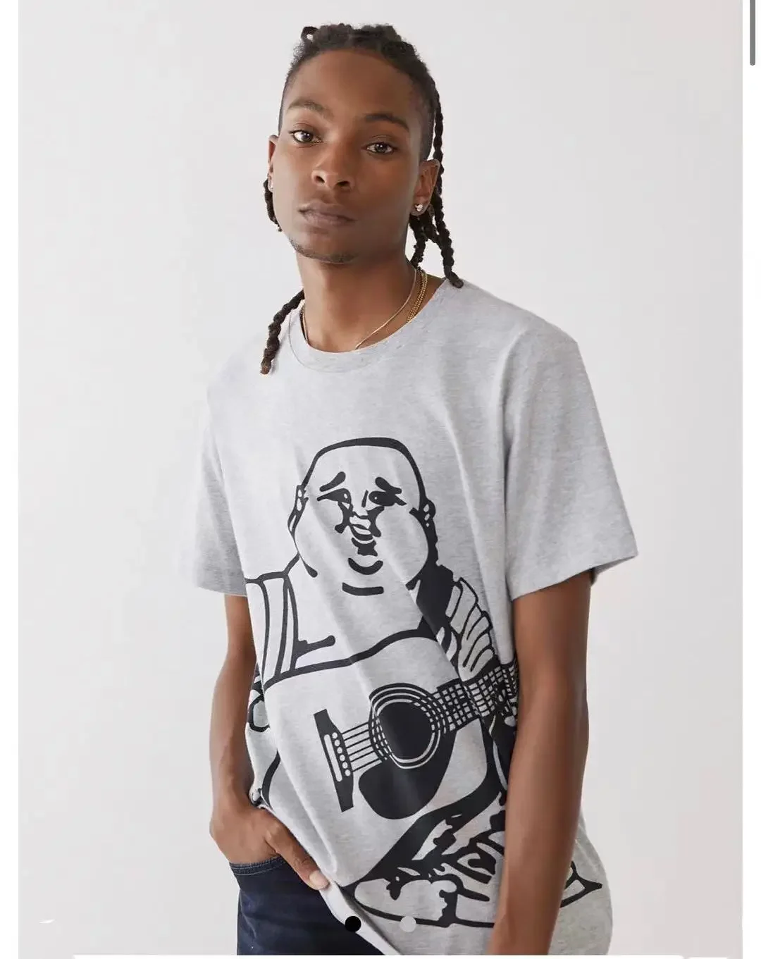 True Religion True Belief Men's and Women's Same Crew Neck Cotton Buddha Short Sleeve T-Shirt Casual Comfort Top