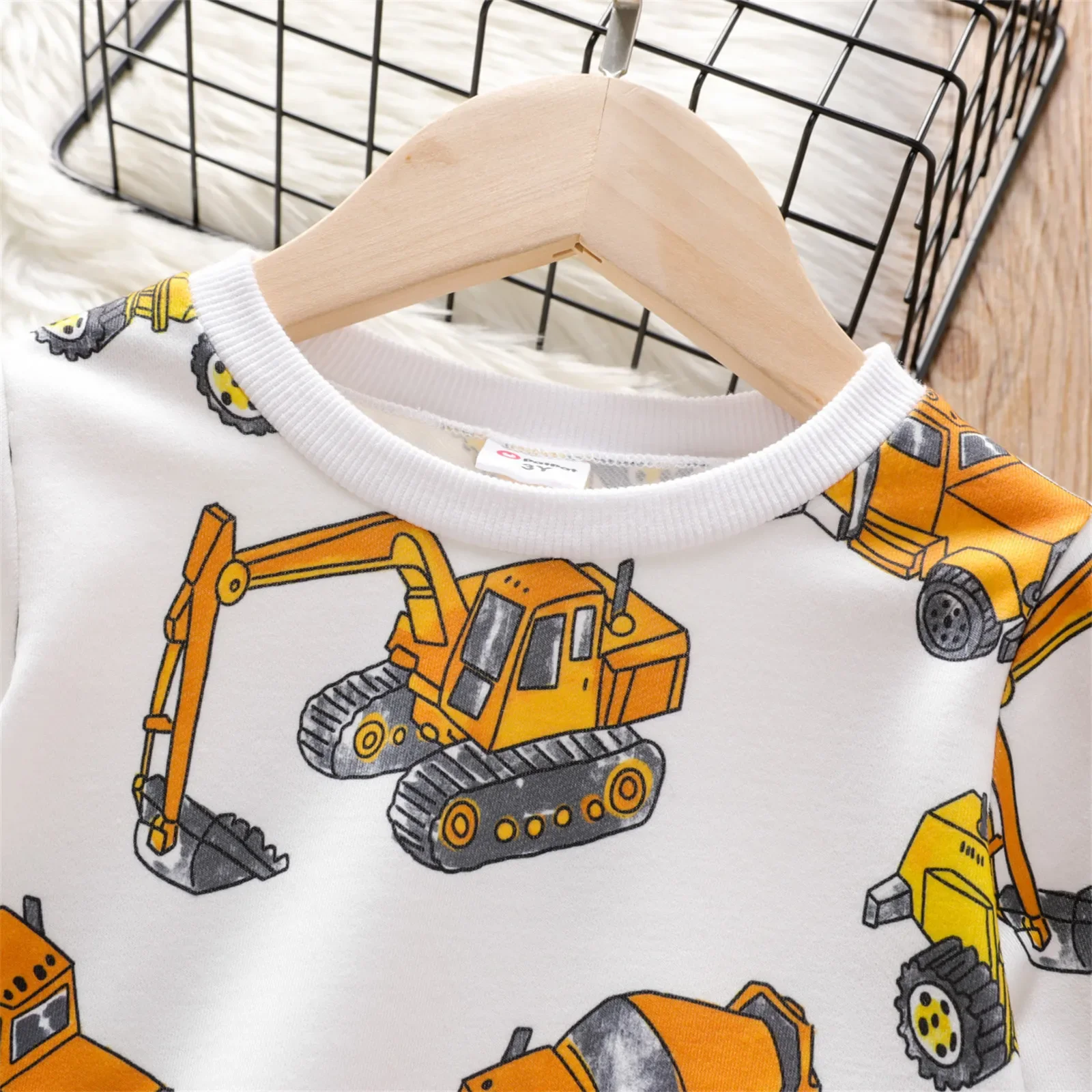 Kids Hoodie Sweatshirts Toddler Boy Vehicle Excavator Print Pullover Basic Style For Outings Daily Wear