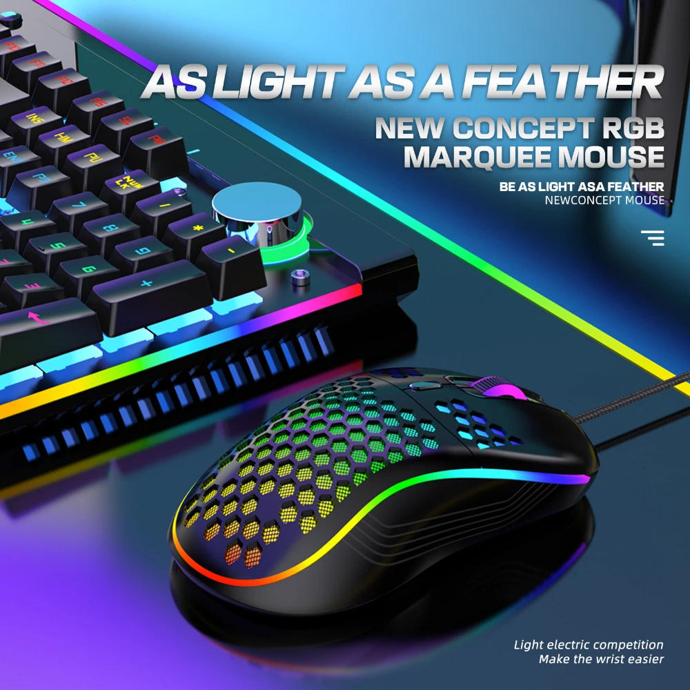RGB 유선 게이밍 마우스, 컴퓨터 게이머 마우스, PC 노트북용, LED 백라이트 포함, 인체공학적 게임 마우스, USB 6 버튼, 7200DPI