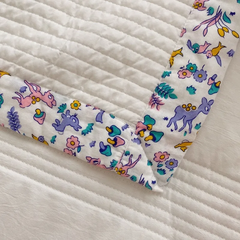Korean Fashion Cartoon Deer Baby Bedding Blanket Cotton Crib Cover Sheet Kindergarten Mattress Game Mat Newborns Nursery
