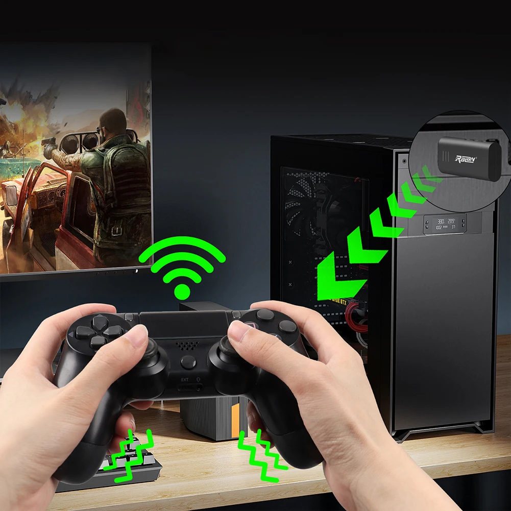 컨트롤러 PC 무선 어댑터 USB 수신기 블루투스 호환 5.3 게임패드 컨버터 컨트롤러용 컨트롤러 어댑터