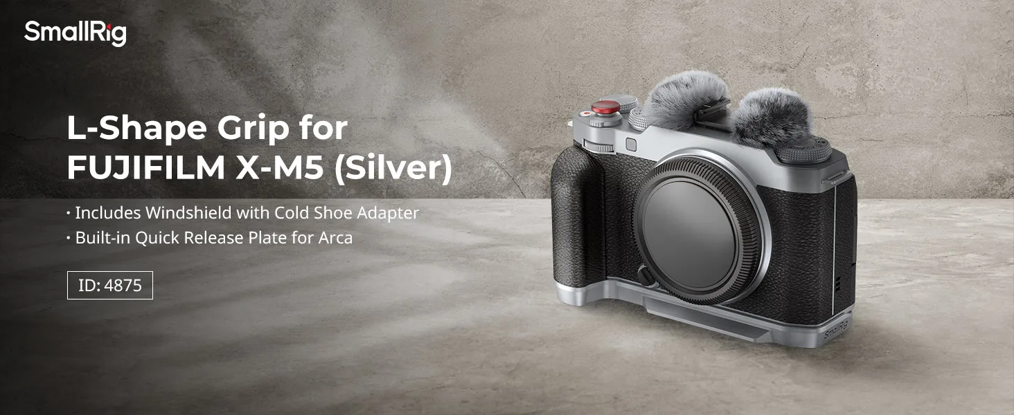 SmallRig L-förmige Montageplatte mit Silikongriff für FUJIFILM X-M5, Silikongriff für X-M5, silberfarben, schwarz, Farbe 4875 – Detail 1