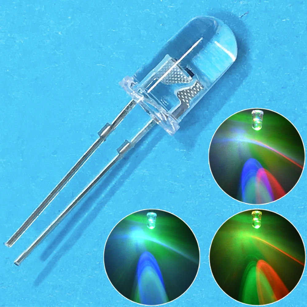 Resistencias redondas de 5mm para lámpara LED, diodo emisor de luz multicolor, RGB rápido, 100