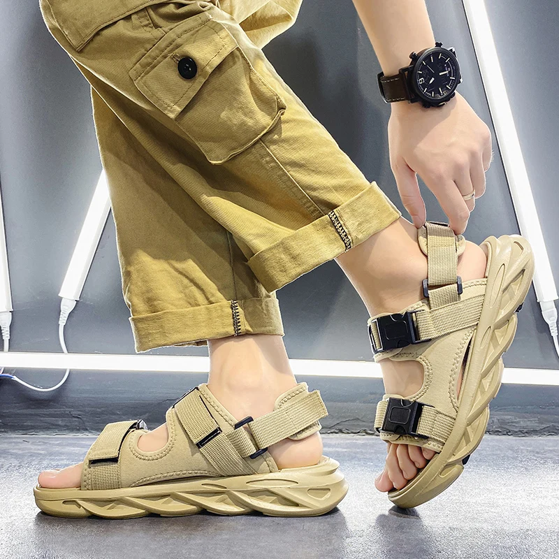 

Men's Sandals Summer Beach Casual Shoes Man Flat Quick Dry Sport Rubber Slippers Comfortable Breathe Athletic Sandalias