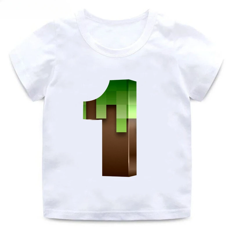 thumbnail image 1 of Camiseta con estampado de juego Mc para niños de 2 a 14 años, divertida camiseta de dibujos animados con números de cumpleaños, regalo para bebés, camisetas de algodón para niñas, 1 of 5