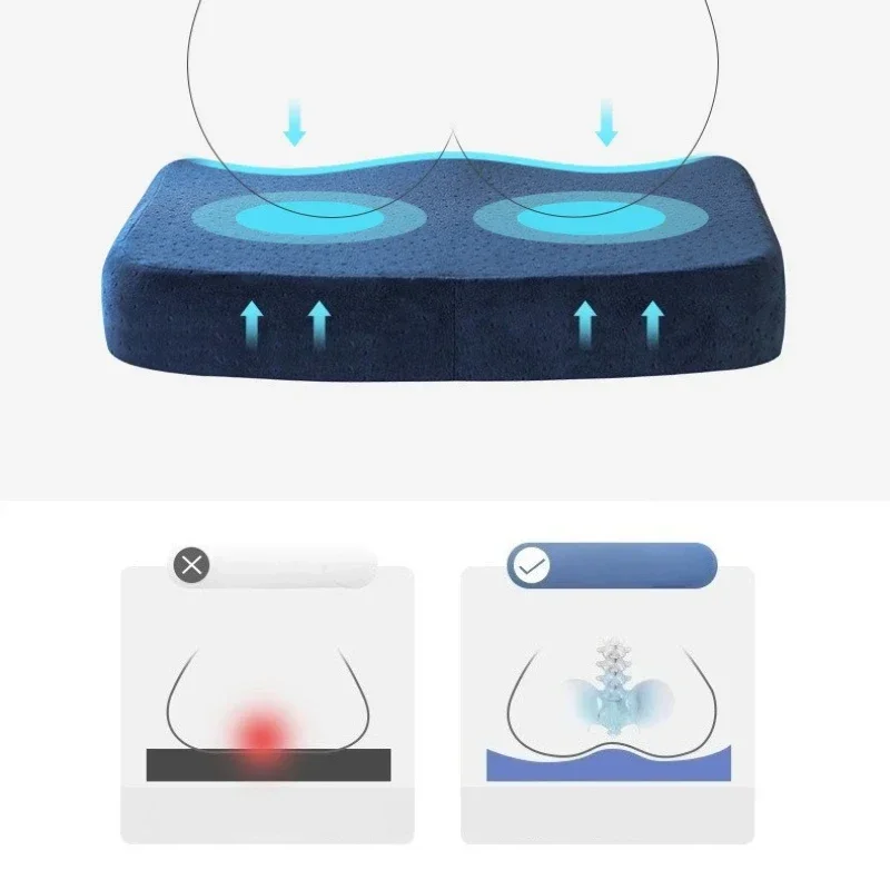 Ergonomic Memory Cotton Office Cushion Hemorrhoid Cushion Chair Cushion A Sitting Artifact Butt Pad, for Long Hours of Sitting