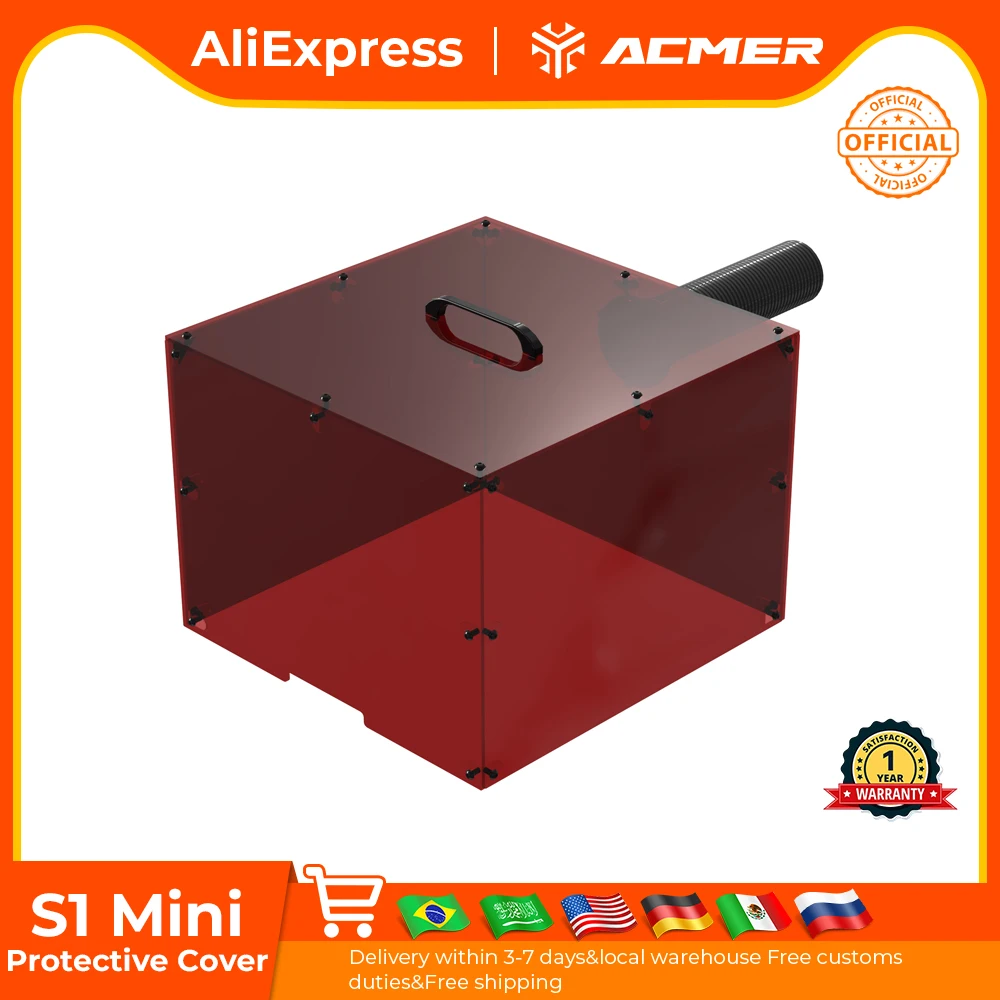 ACMER S1 small engraving machine laser protective cover laser vent fire and dust resistant protective cover for S1 2.5/3.5/6 watt