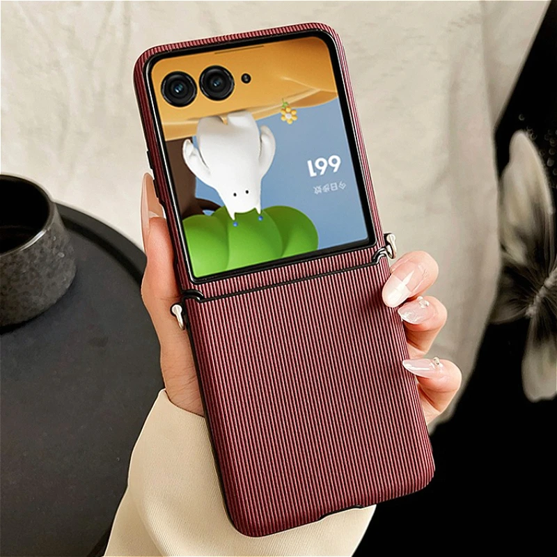 Luxury Vertical Stripe Shockproof Back Cover - Fashion Hinge Design