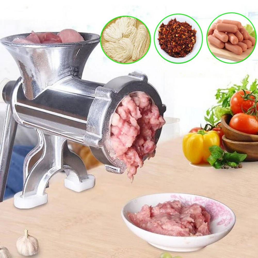 Manual Meat Grinder, Meats Grinding Machine Sausage Stuffer Filler Hand  Cranked Mincer Aluminum Alloy Meat Processor for Chop Ground Beef Pork