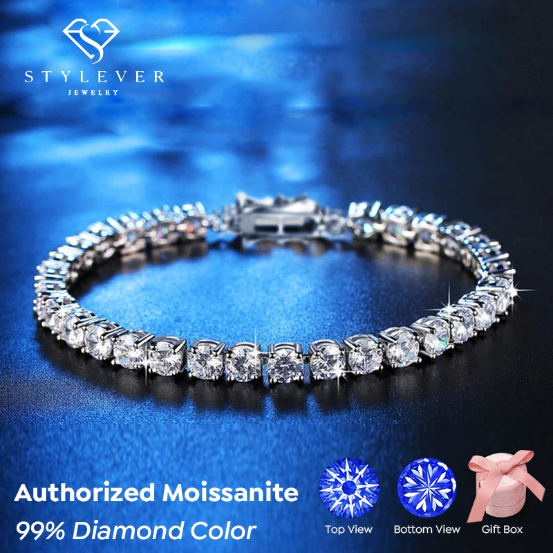 Stylever Real 3 5mm Moissanite Tennis Bracelet for Women 925 Sterling