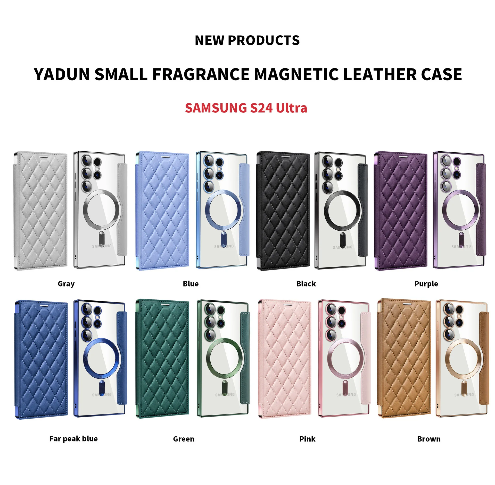 

For Samsung S24ultra Magnetic Flip Leather Case S23 Multi-Functional Card Case Full Cover Galaxys22ultra Fashion Protective Case