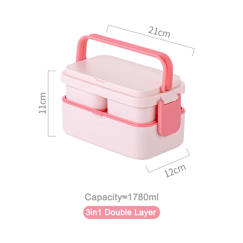 Portable Double Layer Magic Bento Box with Handle - Ideal for Meal Prep, Travel, and Outdoor Adventures
