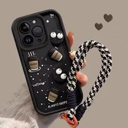 3D DIY Coffee Lanyard Phone Case - Soft and Stylish Protective Cover for Redmi Turbo 4 5G (S21580)