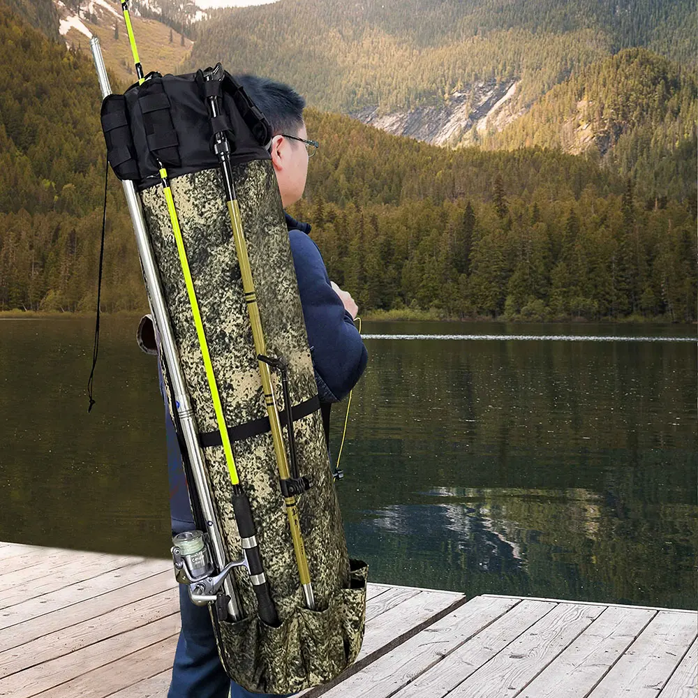 Outdoor 5 Fishing Rods Bag Shoulder Carrying Fishing Rod Holder Bag Tackle  Storage Bag Carp Fishing Accessories Fishing Backpack