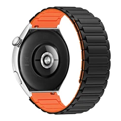 Magnetic Soft Silicone Loop Strap - 22mm Band Replacement for Huawei GT 4 46mm (Black Orange)