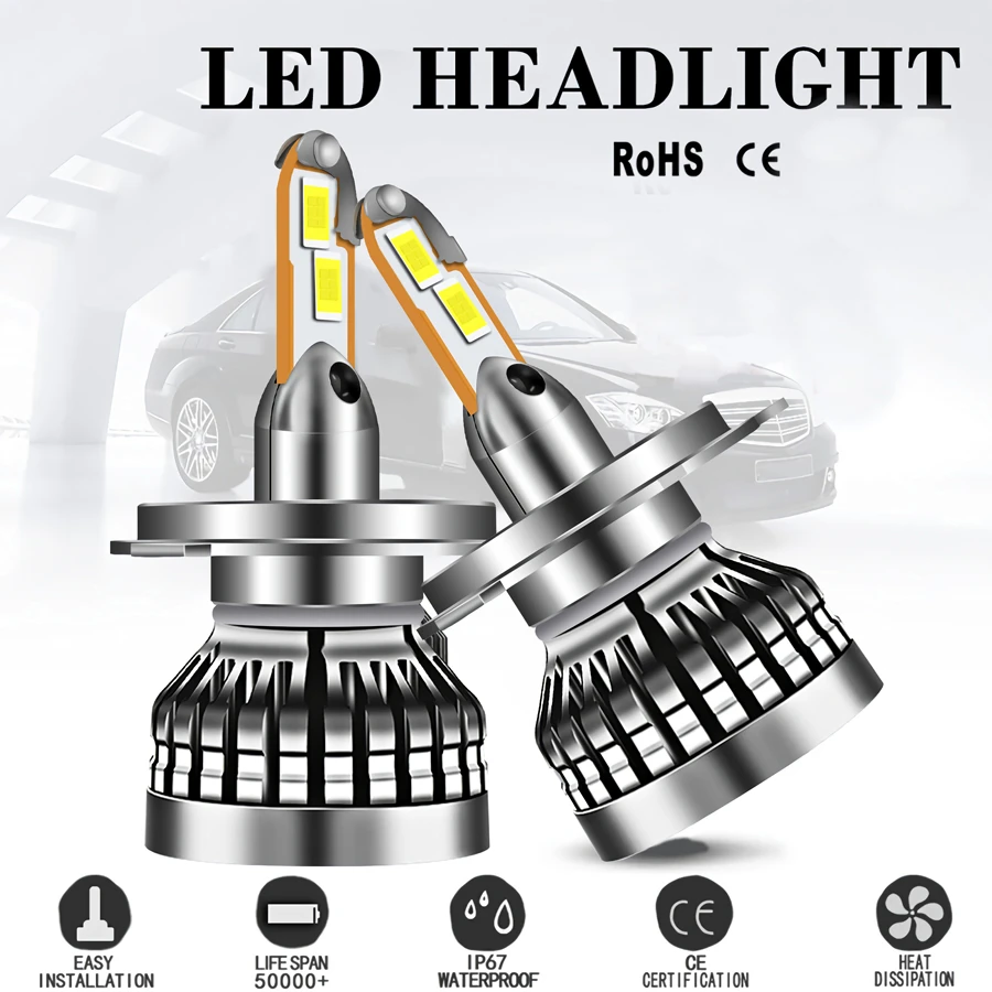 Светодиодная автомобильная лампа H4 H7 H1 H3 H11 9005 9012 9006 супер яркие противотуманные светильник ры лм CSP чип светодиодная лампа автомобильные аксессуары