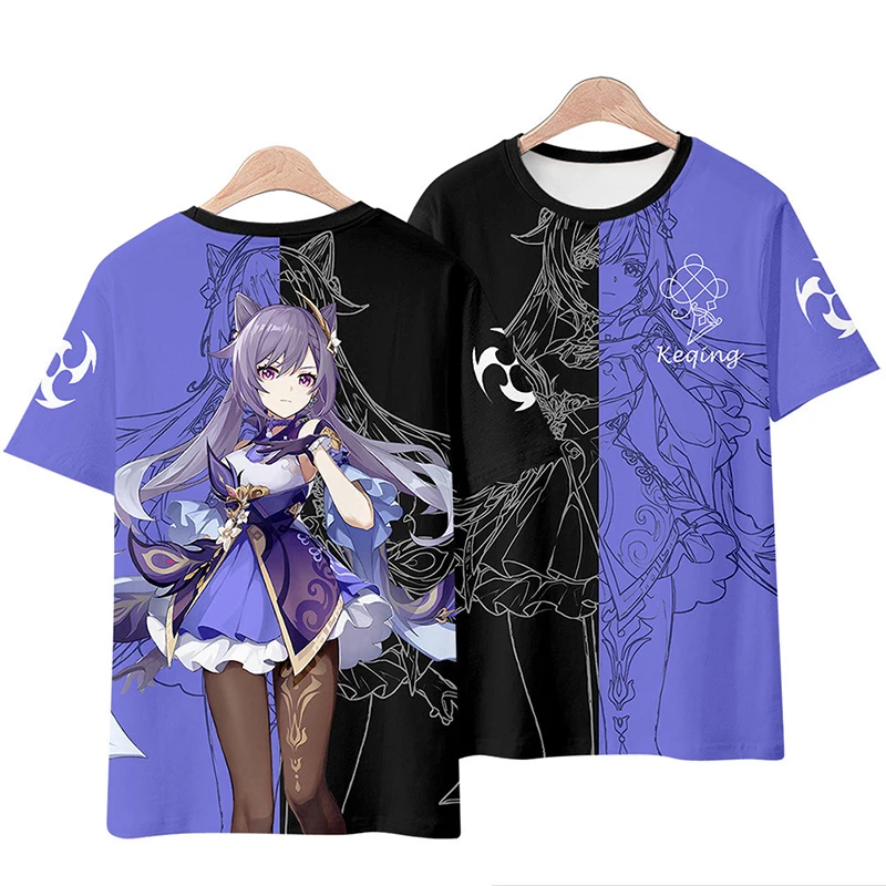 Summer Anime Game Genshin Impact 3D Print T-shirt Woman Streetwear T Shirts Harajuku Tees Tops Women Girl Oversized Y2k Clothing