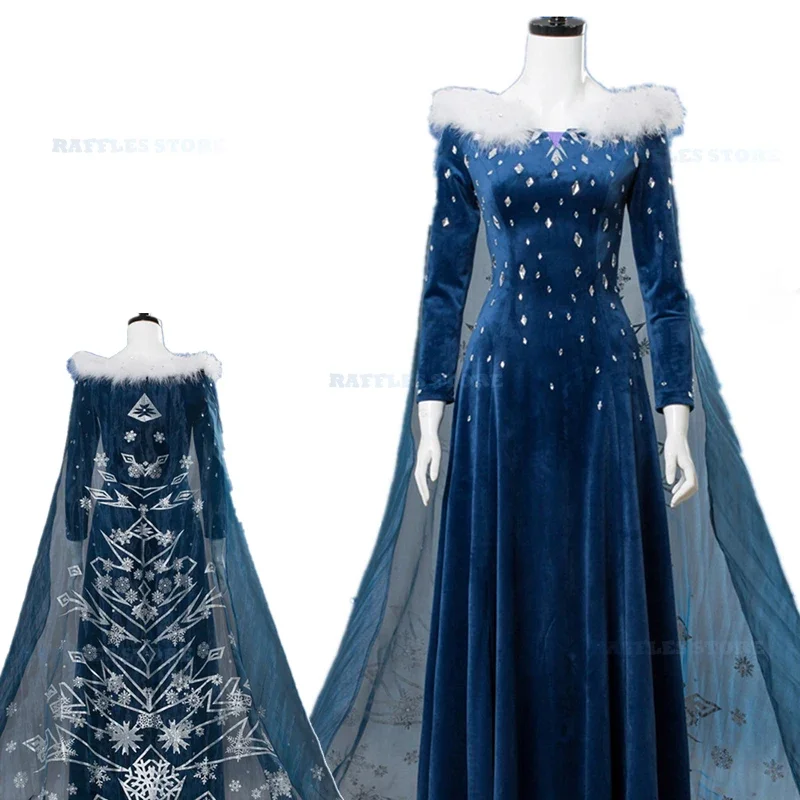 

Зимний костюм для косплея ледяной королевы принцессы, голубое платье Эльзы для костюмированной вечеринки на Хэллоуин, женское платье для бала, сценическая форма