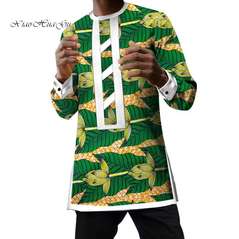 

African Men Clothing Long Sleeve Shirt Tops Slim T Shirts African Print Clothing Mens Dashiki Fashion WYN1384