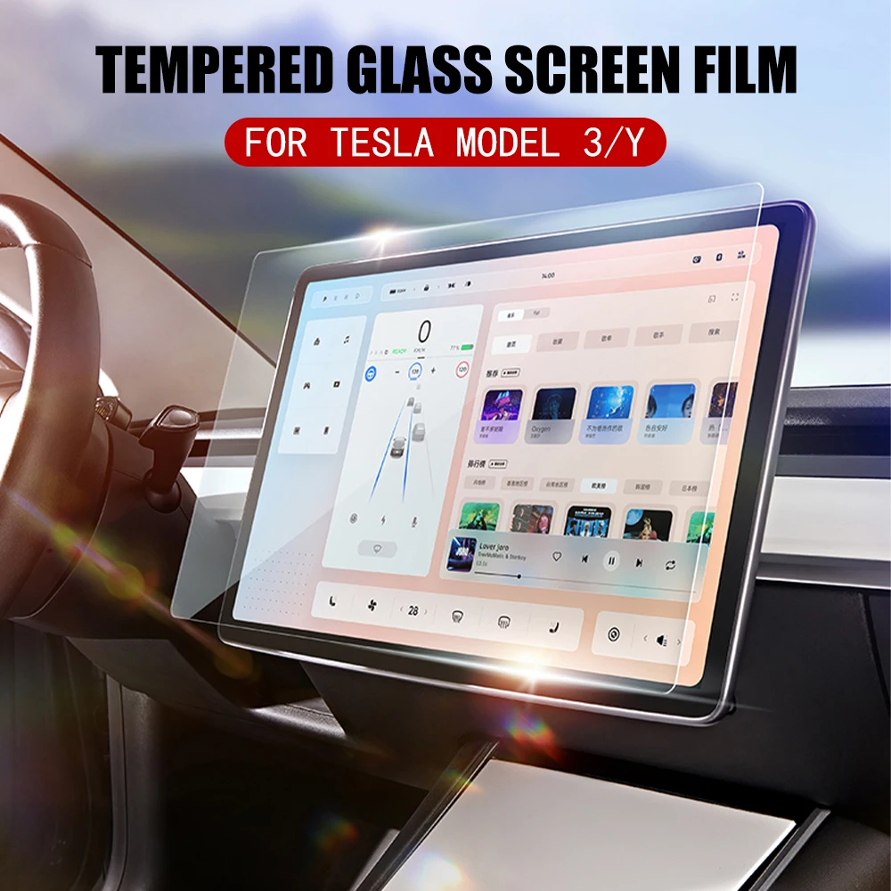 

Защита экрана из закаленного стекла для Tesla Model 3 Y, защитная пленка для сенсорного экрана приборной панели с липким инструментом, кристально прозрачная матовая