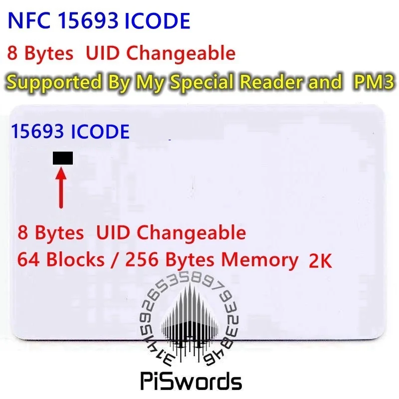 Carte inscriptible modifiable NDavid 15693 ICODE SLI SLIX ICODE2 UID, pièce avec mémoire 64 blocs 256 octets 2K compatible TAG-it TI2048