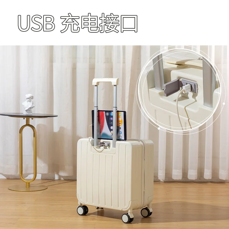 PLUENLI Suitcase Boarding Men Large Capacity Universal Wheel Trolley Case USB Charging Port Code Small Women Travel Luggage Case