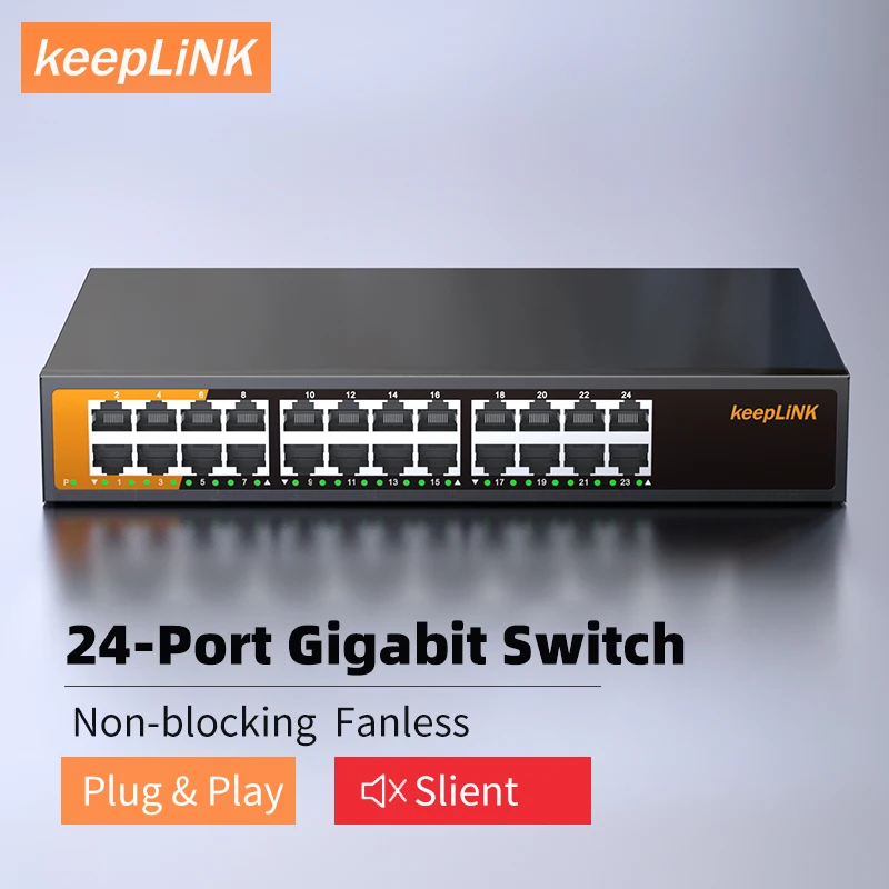 KeepLiNK KP-9000-24G-AC 24-Port Gigabit Ethernet Switch Unmanaged Plug and Play