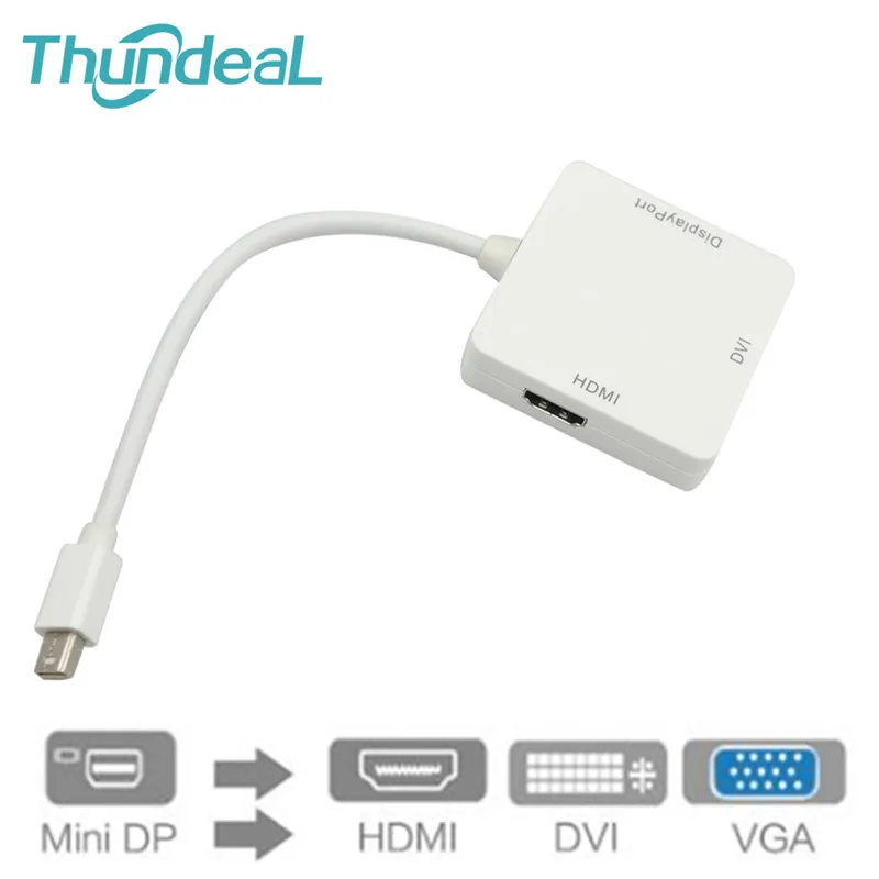 3 In 1 Mini Dp Thunderbolt Displayport A Hd Dvi Vga Display Port Adattatore Per Cavo Per Apple Macbook Pro Air Mini Imac Monitor Tv