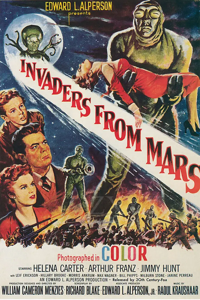 

Винтажный художественный плакат Invaders от Mars с научной фантастикой и фантастической научной фантастикой