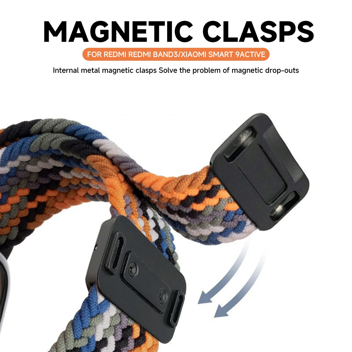 Braided Strap with Protective Case for Smart Fitness Bands - Magnetic Nylon Bracelet Cover
