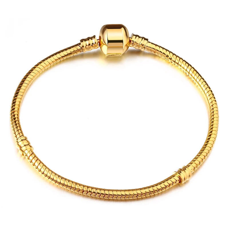 New Classic Heart Buckle Snake Chain Originale Europeo Pandora Charm Bracelet Bangle Gioielli Momenti Per Donna Ragazza Regalo Di Compleanno