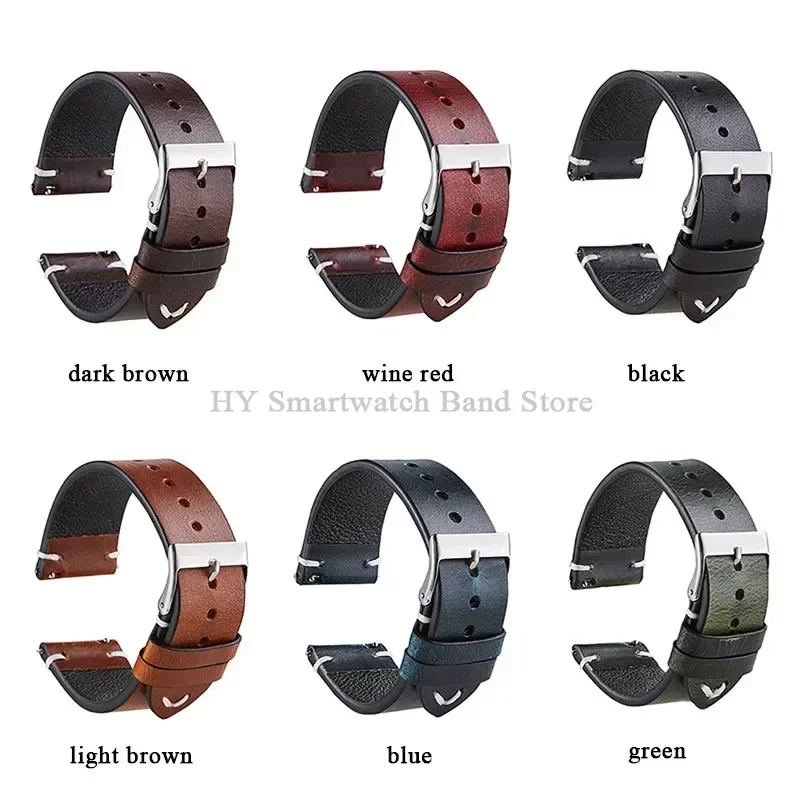 Handmade Retro Red Brown Leather Quick Release Watch Strap - Calfskin Sport Bracelet Accessory