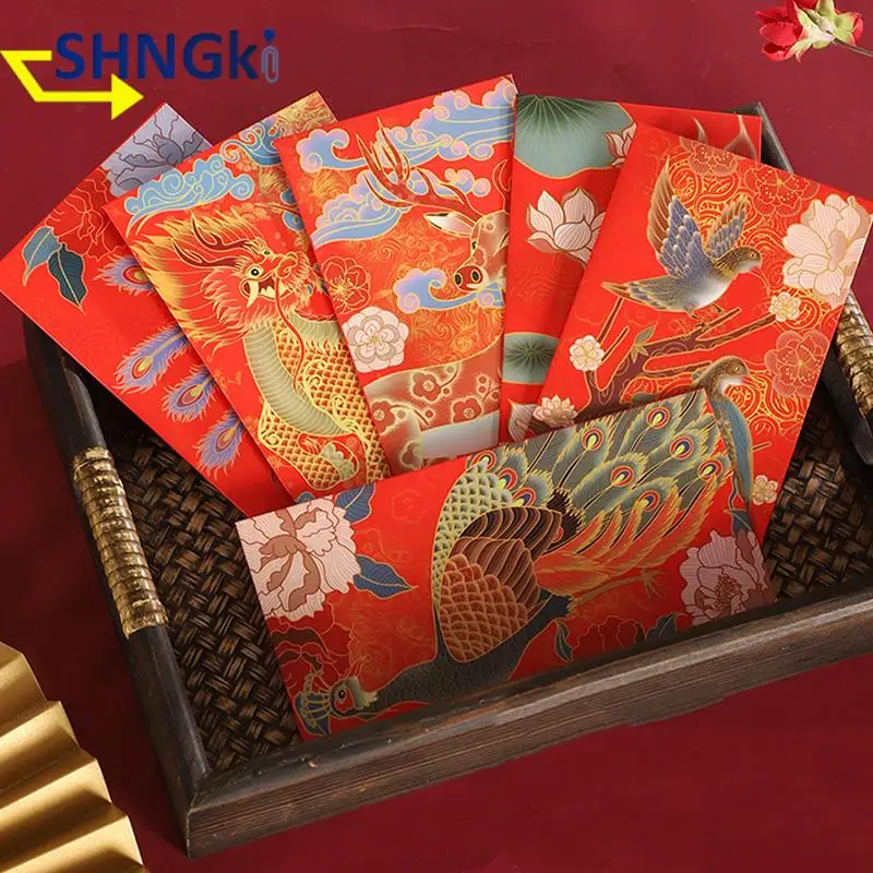 

6Pcs/lot Chinese Red Envelopes Blessing hongbao Lucky Money Gift Envelopes 2023 Year Of Rabbit Red Packet for New Year