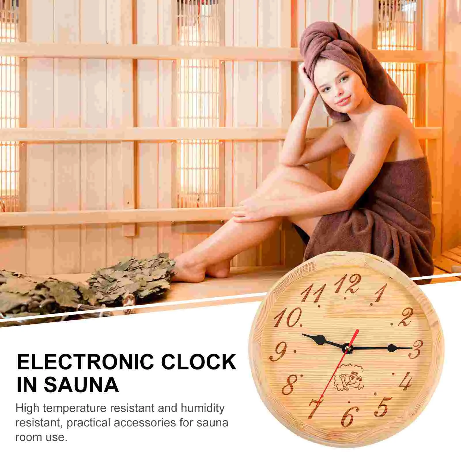 Sauna Wooden Clock Wall Decor Decorative Timer Room Equipment Steam for Hanging Digital 3