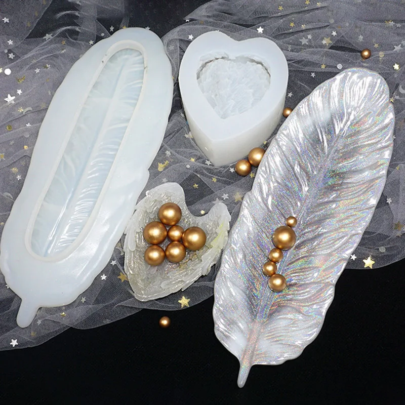 Long Feather Tray Silicone Mold DIY Storage Dish Epoxy Resin Mould Jewelry Display Organizer Tray, silicone mold