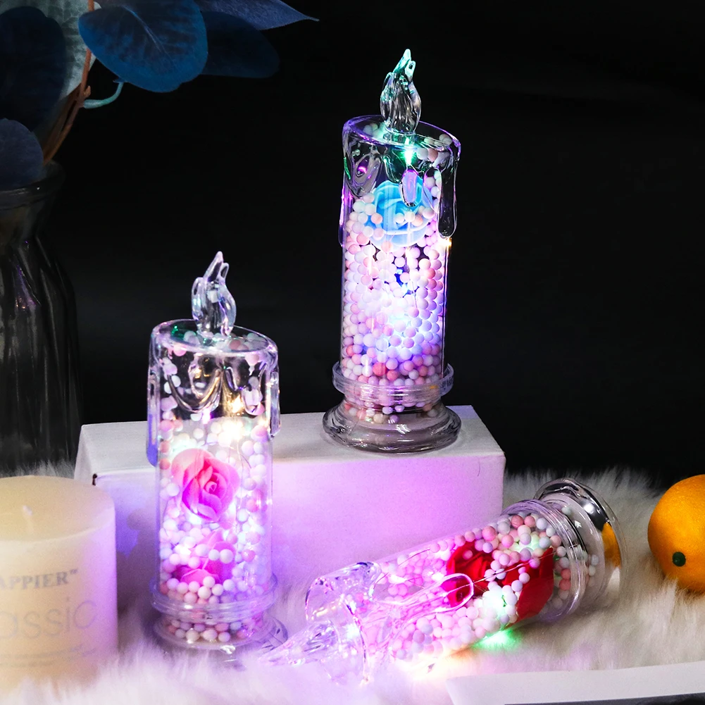 Preserved Roses Flowers Tabletop Decoration Handmade LED Preserved Roses for Girlfriend Home Decorative Atmosphere Ornament