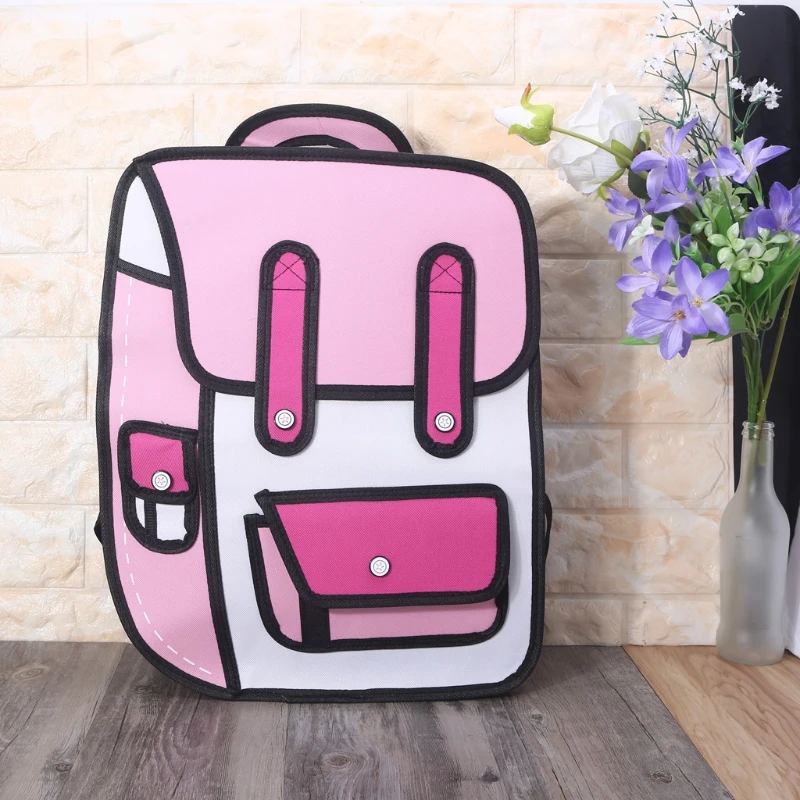 3D Backpack Jump Style 3D JPG Drawing Backpack Cute Cartoon School