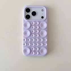Solid Color Matte Soft Silicone Suction Cup Phone Case with Surface Grip - iPhone 15 (PURPLE)