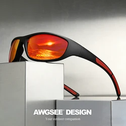 Polarized Unisex Sports Sunglasses with Anti - Glare TAC Lenses & Non - Slip Silicone Temple (C5 Red)