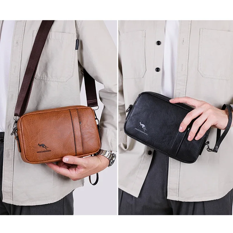

Men'S Clutch PU Leather Bag Wallet Mini Shoulder Handbag Passcard Holder Phone Necessaire Pouch Hand Porter Crossbody Bag