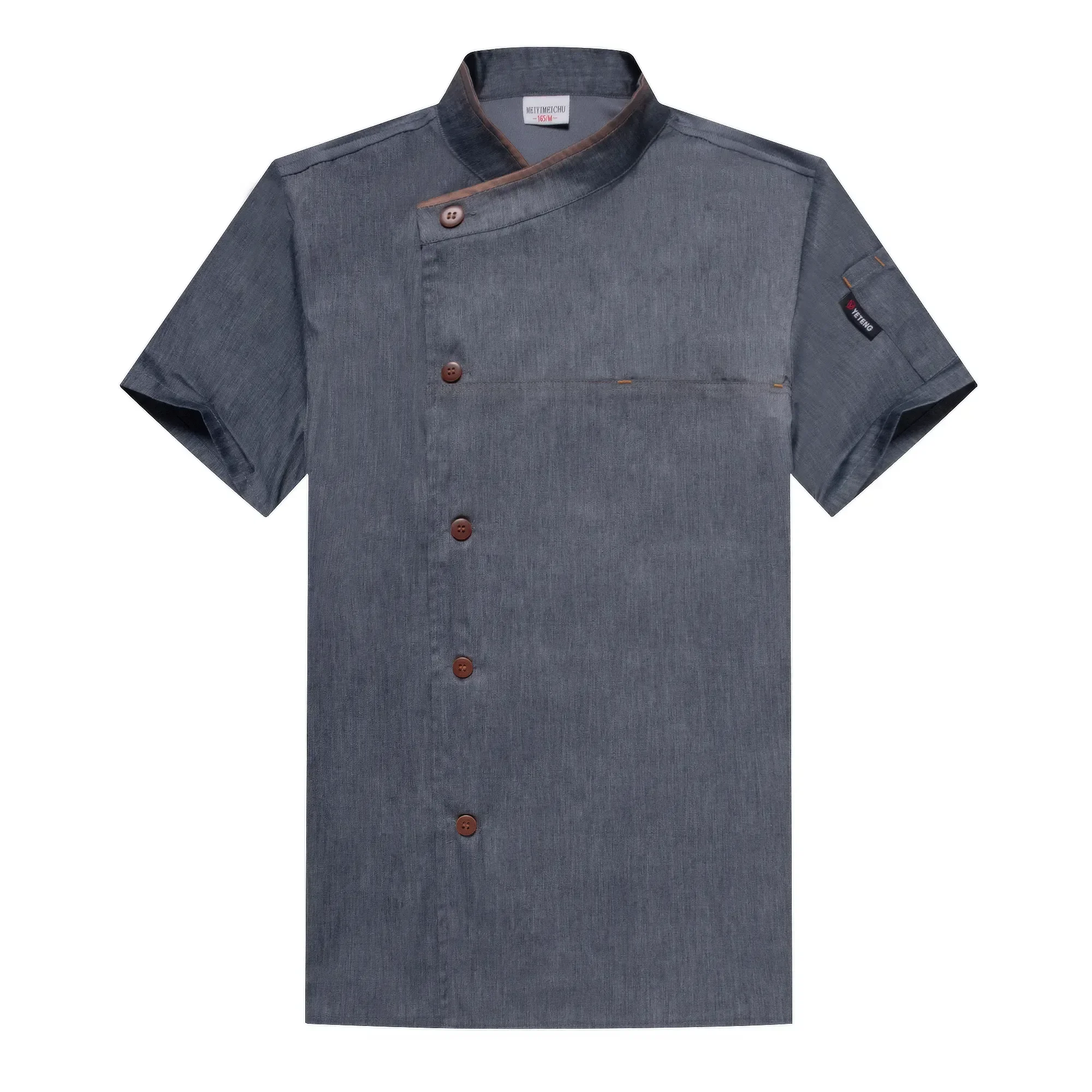 

Sleeve for Apron Chef Men Short Hotel Grey Uniform Jacket Head Women Chef Summer Restaurant Chef Cooking Clothes Kitchen Coat